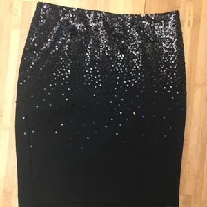 DKNY black sequin pencil skirt